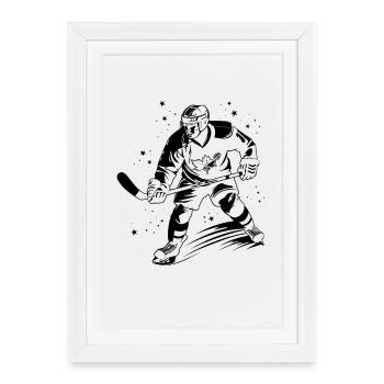 style dessin animé de joueur de hockey sur glace - Affiche encadrée (27 × 37 cm) - blanc - Devant
