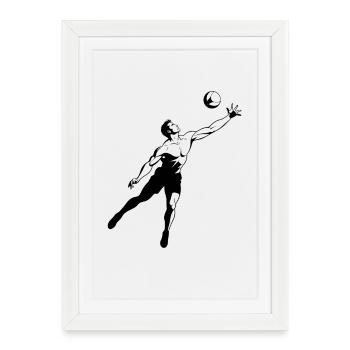 Joueurs de volley-ball - Affiche encadrée (27 × 37 cm) - blanc - Devant