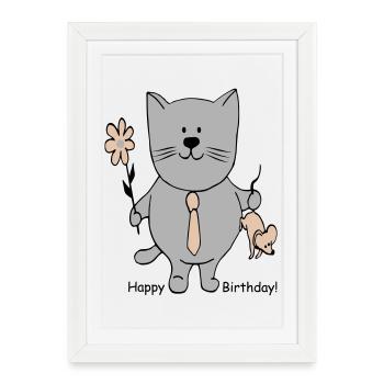 Bon anniversaire - Affiche encadrée (27 × 37 cm) - blanc - Devant