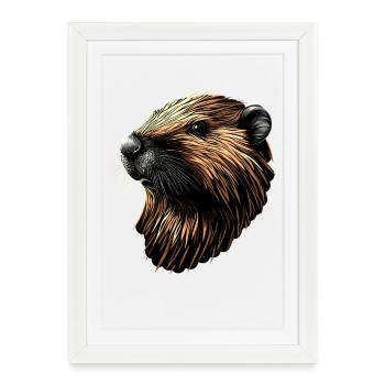 Beaver Motif Beaver Whisperer Rodents Cute Beaver - Framed poster (27 × 37 cm) - white - Front