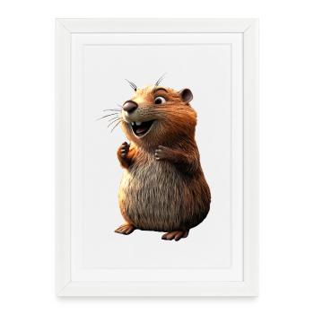 Beaver Motif Beaver Whisperer Rodents Cute Beaver - Framed poster (27 × 37 cm) - white - Front