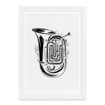 Dessin de tuba - Affiche encadrée (27 × 37 cm) - blanc - Devant
