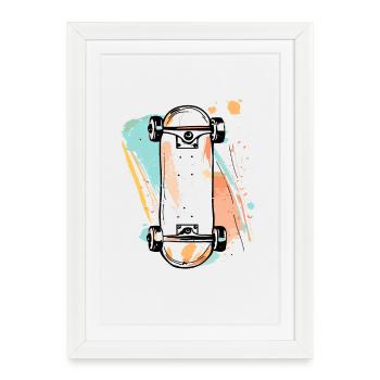 Skateboard Street Art - Affiche encadrée (27 × 37 cm) - blanc - Devant