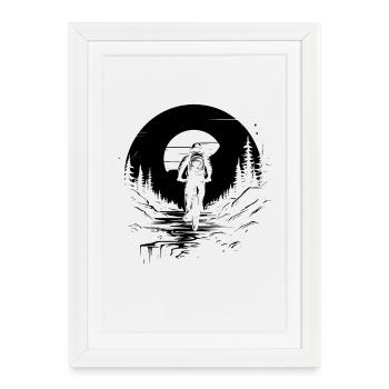 Mountain Biking Drawing - Framed poster (27 × 37 cm) - white - Front