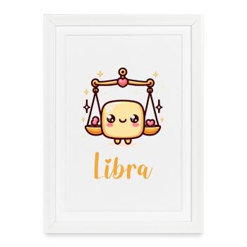 Douce Balance Zodiaque Astrologie Gifted - Affiche encadrée (27 × 37 cm) - blanc - Devant