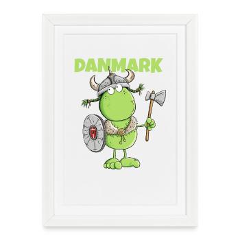 Drôle de grenouille Viking Danemark Scandinavie - Affiche encadrée (27 × 37 cm) - blanc - Devant