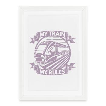 Conducteur de train Mon train Mes règles Trainspotting - Affiche encadrée (27 × 37 cm) - blanc - Devant