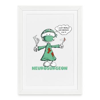 Neurosurgeon Saying Surgeon Stick Figure Cartoon - Framed poster (27 × 37 cm) - white - Front
