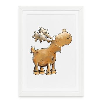 Funny Moose Butterfly - Framed poster (27 × 37 cm) - white - Front
