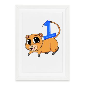 Numéro 1 Numéro Un - Motif Quokka - Affiche encadrée (27 × 37 cm) - blanc - Devant