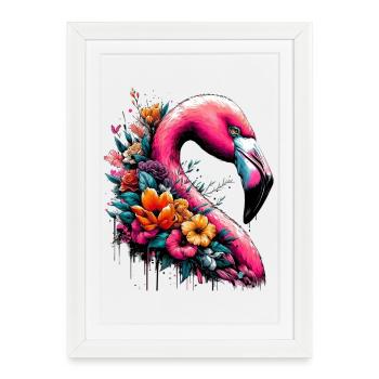 Flamant - Affiche encadrée (27 × 37 cm) - blanc - Devant