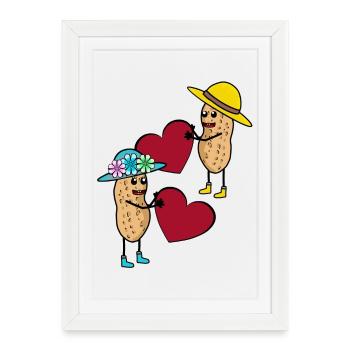Peanut Partner Heart Heart Love Relationship - Framed poster (27 × 37 cm) - white - Front