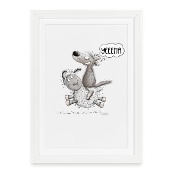Wolf Rides Sheep For Wolf Wild Animal Lover - Framed poster (27 × 37 cm) - white - Front