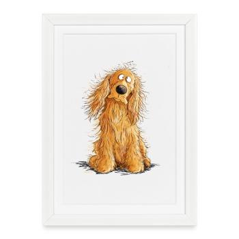 Cocker Spaniel heureux - Affiche encadrée (27 × 37 cm) - blanc - Devant