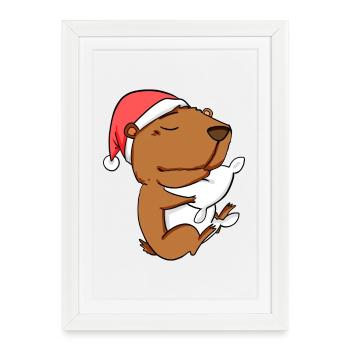 Capybara Capybara Capybaras Noël - Affiche encadrée (27 × 37 cm) - blanc - Devant