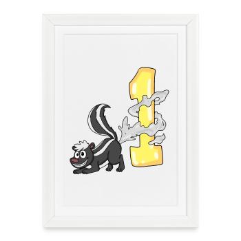 Numéro 1 Numéro Un - Motif Skunk - Affiche encadrée (27 × 37 cm) - blanc - Devant