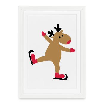 Drôle d’orignal pour Noël - Affiche encadrée (27 × 37 cm) - blanc - Devant
