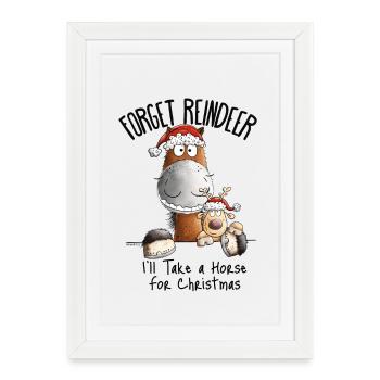 Forget Reindeer Horse Christmas Saying - Framed poster (27 × 37 cm) - white - Front