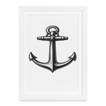 Conception d’ancre maritime - Affiche encadrée (27 × 37 cm) - blanc - Devant