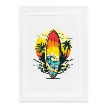 Portrait de surf - Affiche encadrée (27 × 37 cm) - blanc - Devant