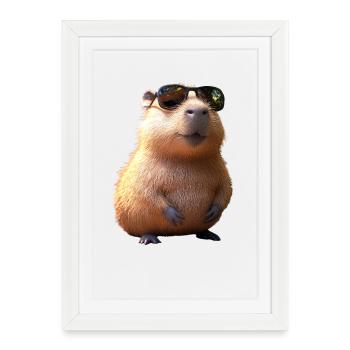 Capybara Be Capy Capybara Drôle Capybara - Affiche encadrée (27 × 37 cm) - blanc - Devant
