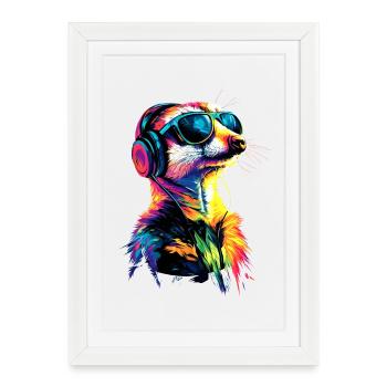 Lunettes de soleil suricate coloré mignon suricate - Affiche encadrée (27 × 37 cm) - blanc - Devant