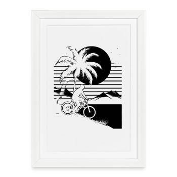 Illustration d’amateur de vélo de montagne - Affiche encadrée (27 × 37 cm) - blanc - Devant