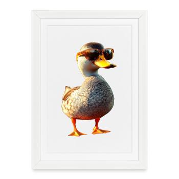 Canard, Canard colvert, Caneton, Caneton, , Canard - Affiche encadrée (27 × 37 cm) - blanc - Devant