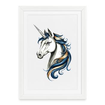 Licorne Cavalier Poney Ferme Chevaux Équitation Licornes - Affiche encadrée (27 × 37 cm) - blanc - Devant