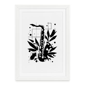 Cartoon Saxophone - Framed poster (27 × 37 cm) - white - Front