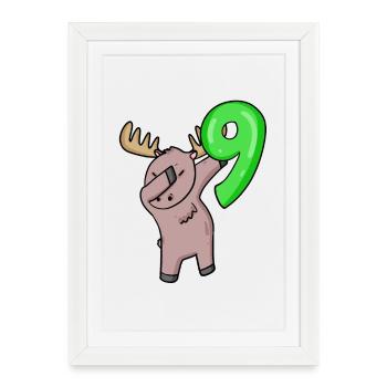 9e anniversaire Orignal - 9 ans - Affiche encadrée (27 × 37 cm) - blanc - Devant