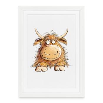 Drôle de bétail écossais Highland Highlanders - Affiche encadrée (27 × 37 cm) - blanc - Devant