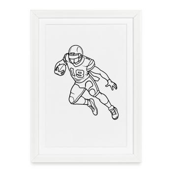 Dessin au trait de footballeur américain - Affiche encadrée (27 × 37 cm) - blanc - Devant