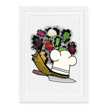 Snail Kitchen Slime Career Chef Chefs Job - Framed poster (27 × 37 cm) - white - Front
