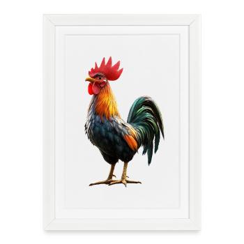 Coq Poulet Papa Poulailler Papa Poulet fermier Poulets - Affiche encadrée (27 × 37 cm) - blanc - Devant