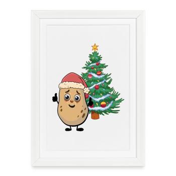 Potato Santa Claus Christmas Tree Xmas - Framed poster (27 × 37 cm) - white - Front