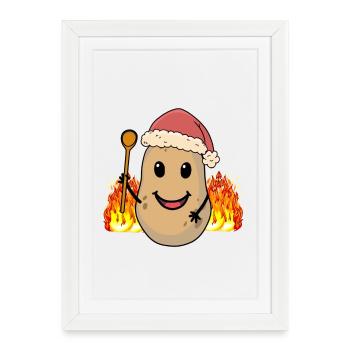 Père Noël Pommes de terre Pommes de terre Père Noël - Affiche encadrée (27 × 37 cm) - blanc - Devant