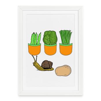 Légumes du jardin Haricots Pommes de terre Épinards Poireaux - Affiche encadrée (27 × 37 cm) - blanc - Devant