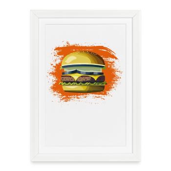 Playful Hamburger Cartoon Print - Framed poster (27 × 37 cm) - white - Front