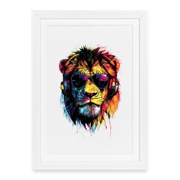 Lion Grand Chat Crinière de Lion Les Lions Amour Lions Sauvages - Affiche encadrée (27 × 37 cm) - blanc - Devant