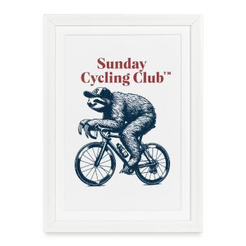 Club de cyclisme du dimanche Paresseux - Affiche encadrée (27 × 37 cm) - blanc - Devant
