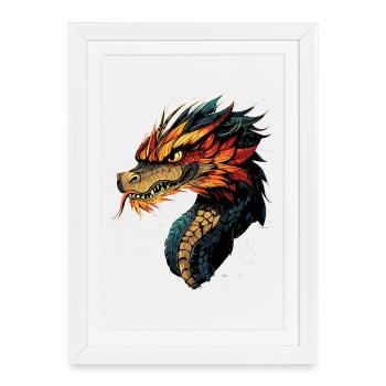 Dragon Mythical Creature Dragon Lover Fire Dragon - Framed poster (27 × 37 cm) - white - Front