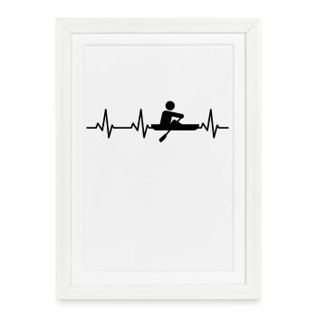Rowing stick figure heart line - Framed poster (27 × 37 cm) - white - Front