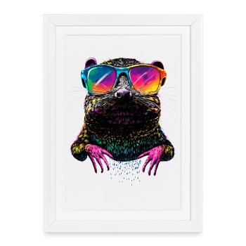 Mole with Sunglasses Love Cute Moles - Framed poster (27 × 37 cm) - white - Front