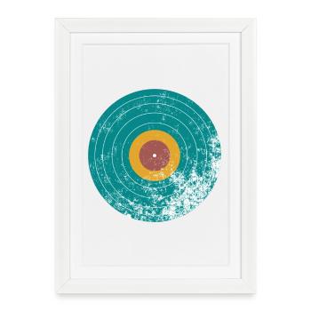 Disque vinyle Vintage Retro - Affiche encadrée (27 × 37 cm) - blanc - Devant
