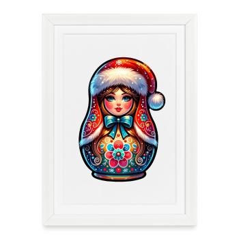 Russian Matryoshka Christmas Russia - Framed poster (27 × 37 cm) - white - Front