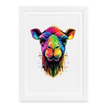 Chameau Dromadaire Camel de Bactriane Cadeau Chameaux - Affiche encadrée (27 × 37 cm) - blanc - Devant