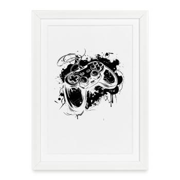 Manette de jeu - Affiche encadrée (27 × 37 cm) - blanc - Devant