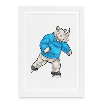 Rhino Patinage sur glace Patins à glace - Affiche encadrée (27 × 37 cm) - blanc - Devant