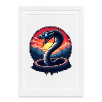 Mythical Snake with Sunset Year of the Snake 2025 - Framed poster (27 × 37 cm) - white - Front